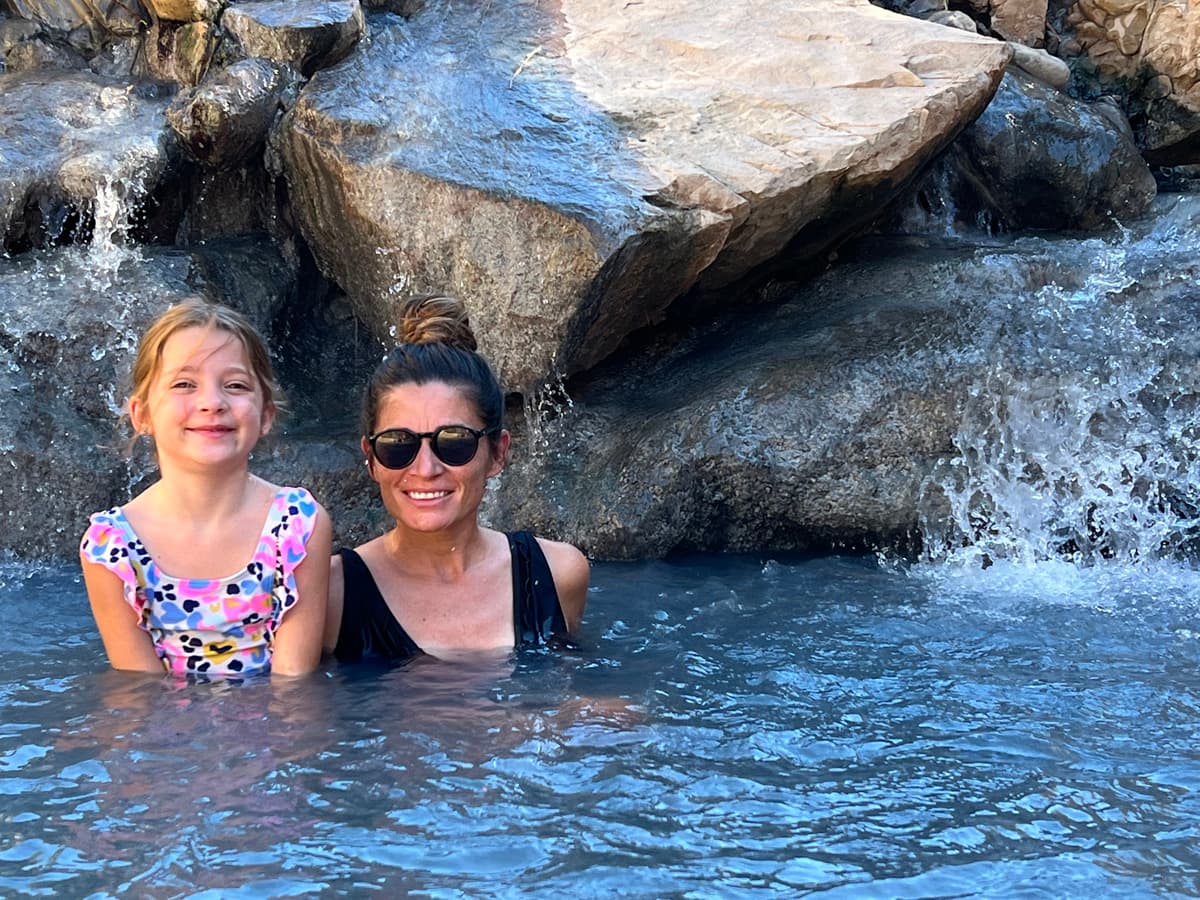 Chelsey & Maddie in the pools at Fifth Water Hot Springs